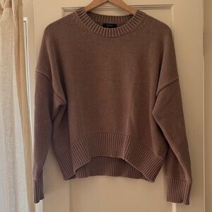 Quince 100% Organic Cotton Boyfriend Crew Sweater in tan brown size small